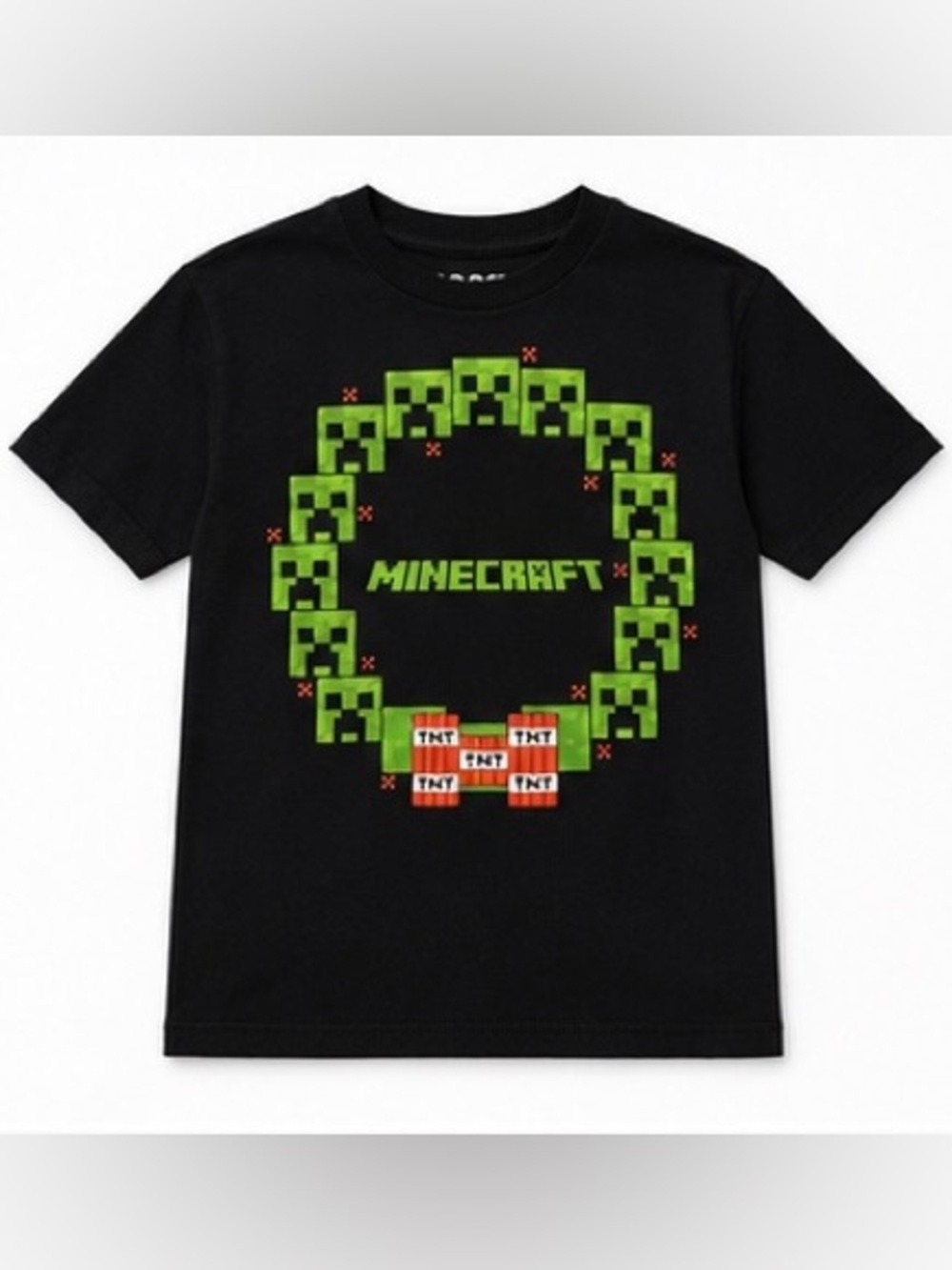 Minecraft Creeper Christmas Graphic Tee Youth Unisex 100% Cotton Boys Medium